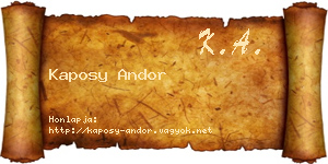 Kaposy Andor névjegykártya