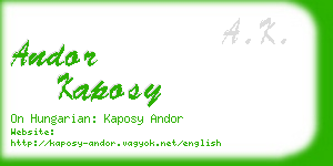 andor kaposy business card